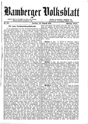Bamberger Volksblatt Freitag 23. August 1878
