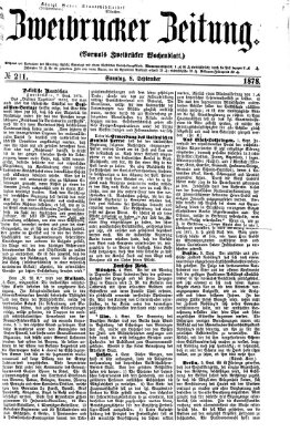 Zweibrücker Zeitung (Zweibrücker Wochenblatt) Sonntag 8. September 1878