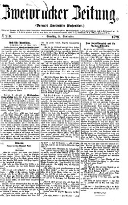 Zweibrücker Zeitung (Zweibrücker Wochenblatt) Samstag 14. September 1878