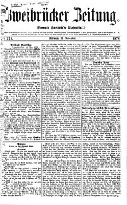 Zweibrücker Zeitung (Zweibrücker Wochenblatt) Mittwoch 20. November 1878