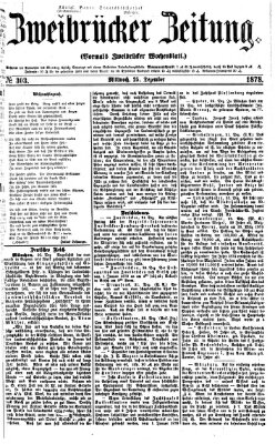 Zweibrücker Zeitung (Zweibrücker Wochenblatt) Mittwoch 25. Dezember 1878