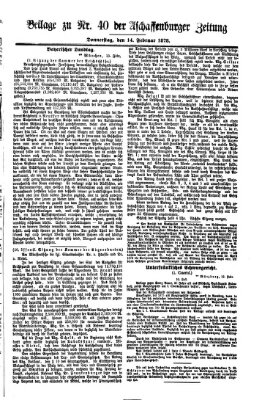 Aschaffenburger Zeitung Donnerstag 14. Februar 1878