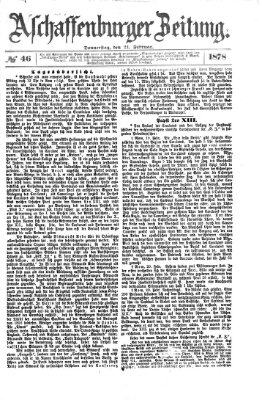 Aschaffenburger Zeitung Donnerstag 21. Februar 1878