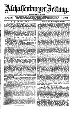 Aschaffenburger Zeitung Freitag 23. August 1878