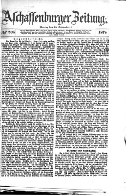 Aschaffenburger Zeitung Montag 23. September 1878