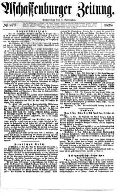 Aschaffenburger Zeitung Donnerstag 7. November 1878