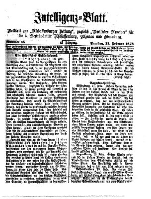 Aschaffenburger Zeitung Samstag 23. Februar 1878