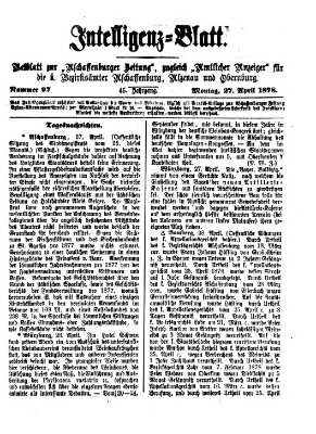 Aschaffenburger Zeitung Montag 29. April 1878