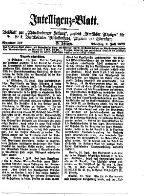 Aschaffenburger Zeitung Dienstag 2. Juli 1878