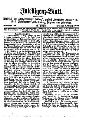 Aschaffenburger Zeitung Samstag 3. August 1878