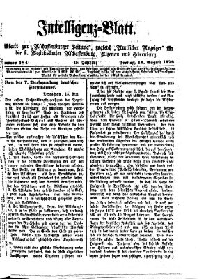 Aschaffenburger Zeitung Freitag 16. August 1878
