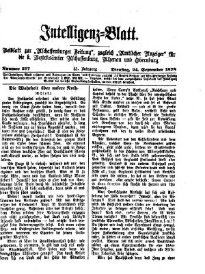 Aschaffenburger Zeitung Dienstag 24. September 1878