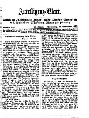 Aschaffenburger Zeitung Donnerstag 26. September 1878