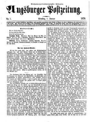 Augsburger Postzeitung Dienstag 1. Januar 1878