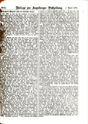 Augsburger Postzeitung Mittwoch 3. April 1878
