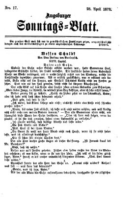Augsburger Sonntagsblatt (Augsburger Postzeitung) Sonntag 28. April 1878