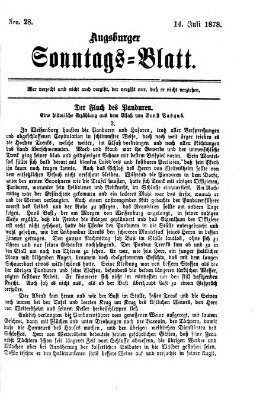 Augsburger Sonntagsblatt (Augsburger Postzeitung) Sonntag 14. Juli 1878