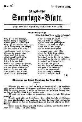 Augsburger Sonntagsblatt (Augsburger Postzeitung) Sonntag 22. Dezember 1878