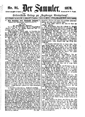 Der Sammler (Augsburger Abendzeitung) Samstag 10. August 1878