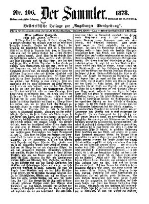 Der Sammler (Augsburger Abendzeitung) Samstag 14. September 1878