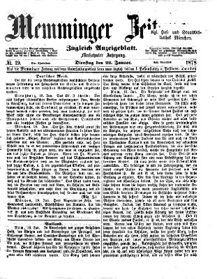 Memminger Zeitung Dienstag 22. Januar 1878