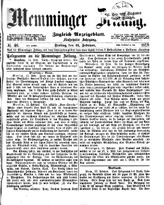 Memminger Zeitung Freitag 15. Februar 1878