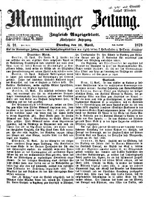 Memminger Zeitung Dienstag 16. April 1878