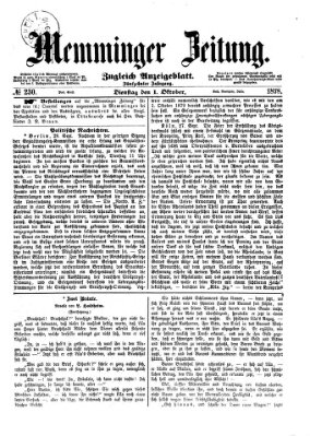 Memminger Zeitung Dienstag 1. Oktober 1878