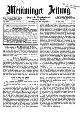 Memminger Zeitung Dienstag 24. Dezember 1878
