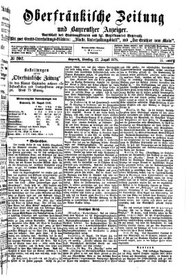 Oberfränkische Zeitung und Bayreuther Anzeiger (Bayreuther Anzeiger) Dienstag 27. August 1878