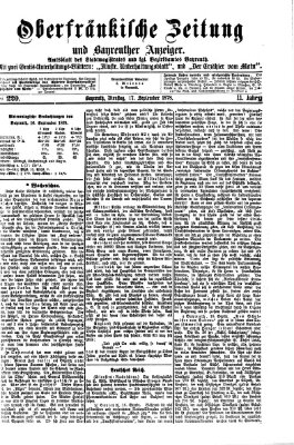 Oberfränkische Zeitung und Bayreuther Anzeiger (Bayreuther Anzeiger) Dienstag 17. September 1878