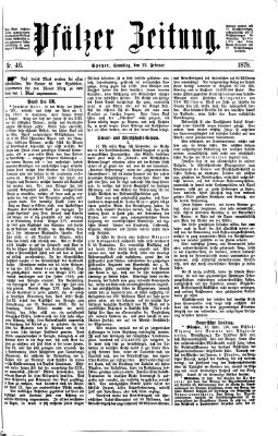 Pfälzer Zeitung Samstag 23. Februar 1878