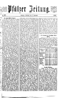 Pfälzer Zeitung Dienstag 17. September 1878
