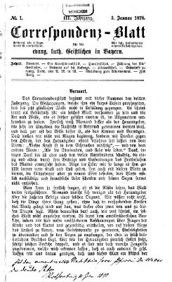 Korrespondenzblatt für die evangelisch-lutherischen Geistlichen in Bayern Donnerstag 3. Januar 1878