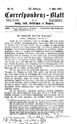 Korrespondenzblatt für die evangelisch-lutherischen Geistlichen in Bayern Donnerstag 9. Mai 1878
