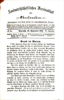 Landwirthschaftliches Vereinsblatt für Oberfranken Donnerstag 19. September 1878