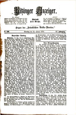 Kitzinger Anzeiger Dienstag 22. Januar 1878