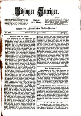 Kitzinger Anzeiger Mittwoch 30. Januar 1878