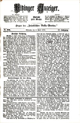 Kitzinger Anzeiger Mittwoch 3. April 1878