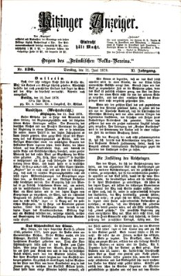 Kitzinger Anzeiger Dienstag 11. Juni 1878