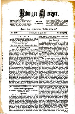 Kitzinger Anzeiger Mittwoch 26. Juni 1878