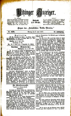 Kitzinger Anzeiger Montag 8. Juli 1878