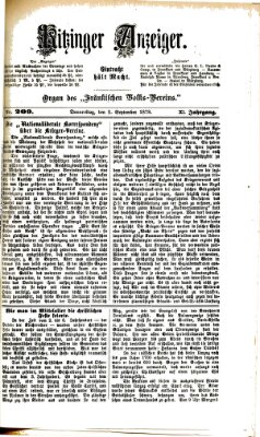 Kitzinger Anzeiger Donnerstag 5. September 1878