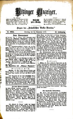 Kitzinger Anzeiger Dienstag 24. September 1878