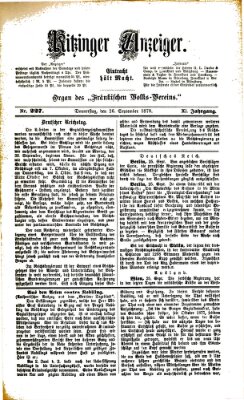 Kitzinger Anzeiger Donnerstag 26. September 1878