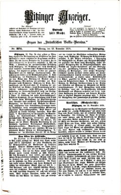 Kitzinger Anzeiger Montag 18. November 1878