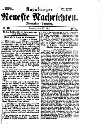 Augsburger neueste Nachrichten Sonntag 12. Mai 1878
