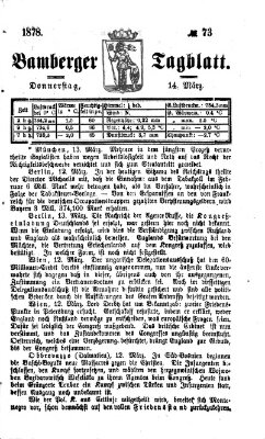 Bamberger Tagblatt Donnerstag 14. März 1878