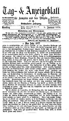 Tag- und Anzeigeblatt für Kempten und das Allgäu Samstag 5. Januar 1878