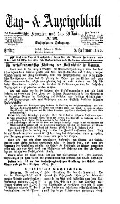 Tag- und Anzeigeblatt für Kempten und das Allgäu Freitag 8. Februar 1878